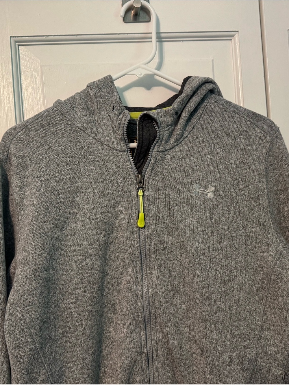 Women’s Under Armour Heather Gray Full-Zip Hooded Jacket with Neon Yellow Accent